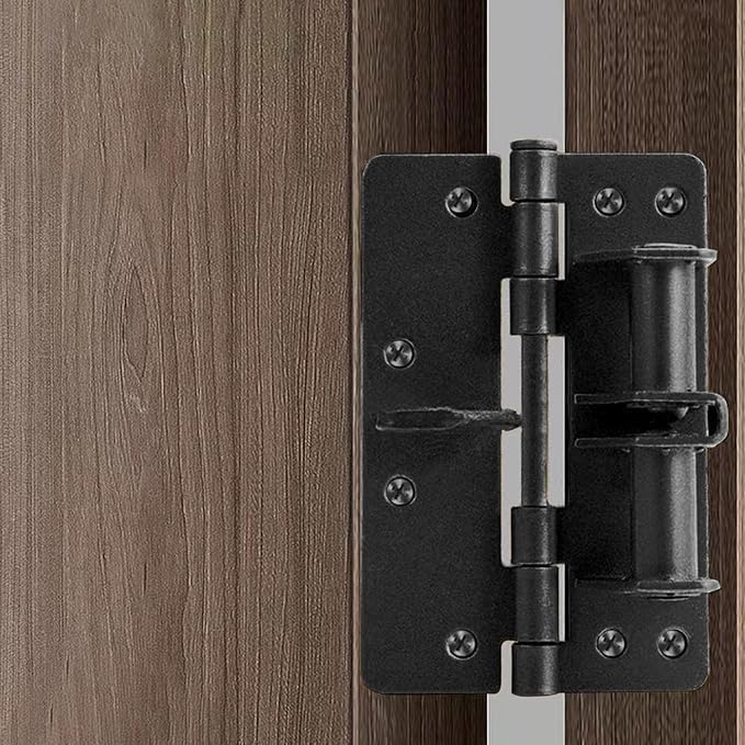 Image of 3-in-1 Automatic Door Hinge Lock - Heavy Duty Self-Closing Door Hinges, Multifunctional Door Closing Hinge with 90 Degrees Positioning Spring (Black)