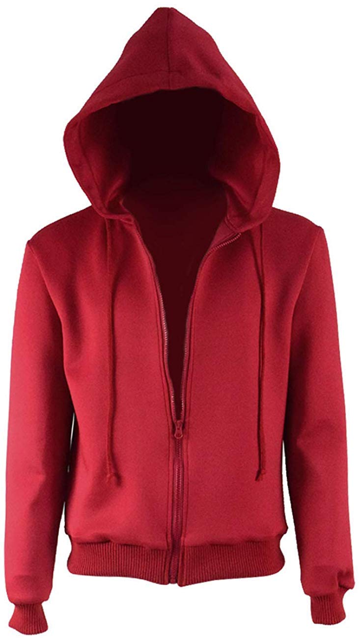 Jacket Outer Coat Cosplay Zipper Hooded Red Green Sweatshirt Costume for Adults