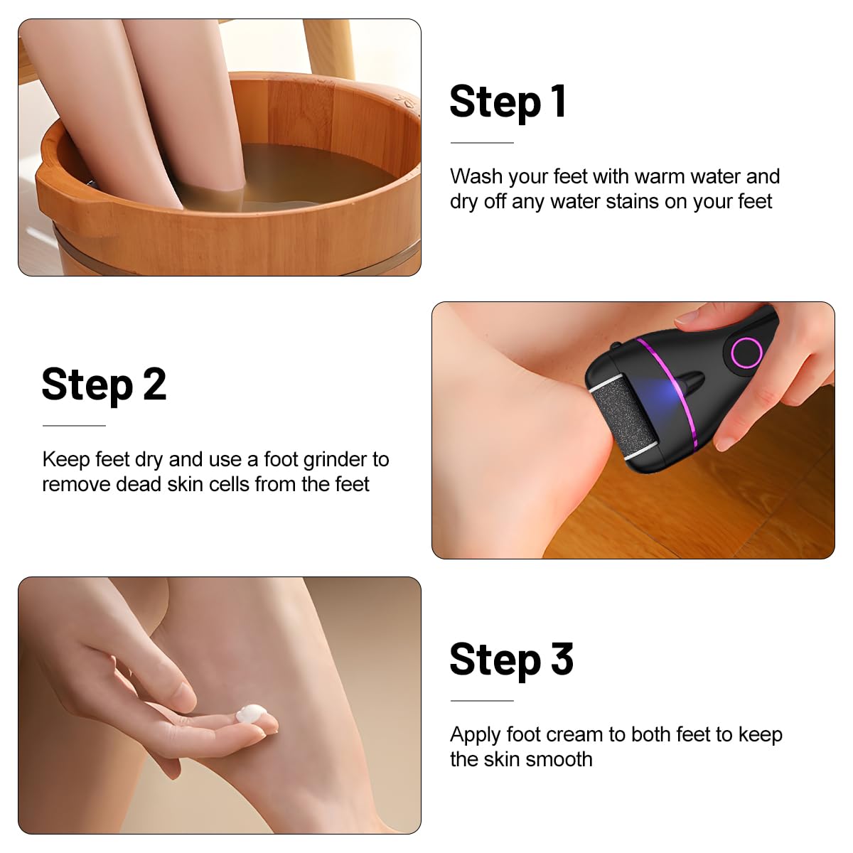 Pedicure Elettrico,Rimuovi Calli Piedi Elettrico,Pedicure Piedi Rimozione,con 3 Velocità,3 Rulli Di Ricambio,IPX6 Impermeabile per Talloni Screpolati,Calli,Pelle Morta(Nero)