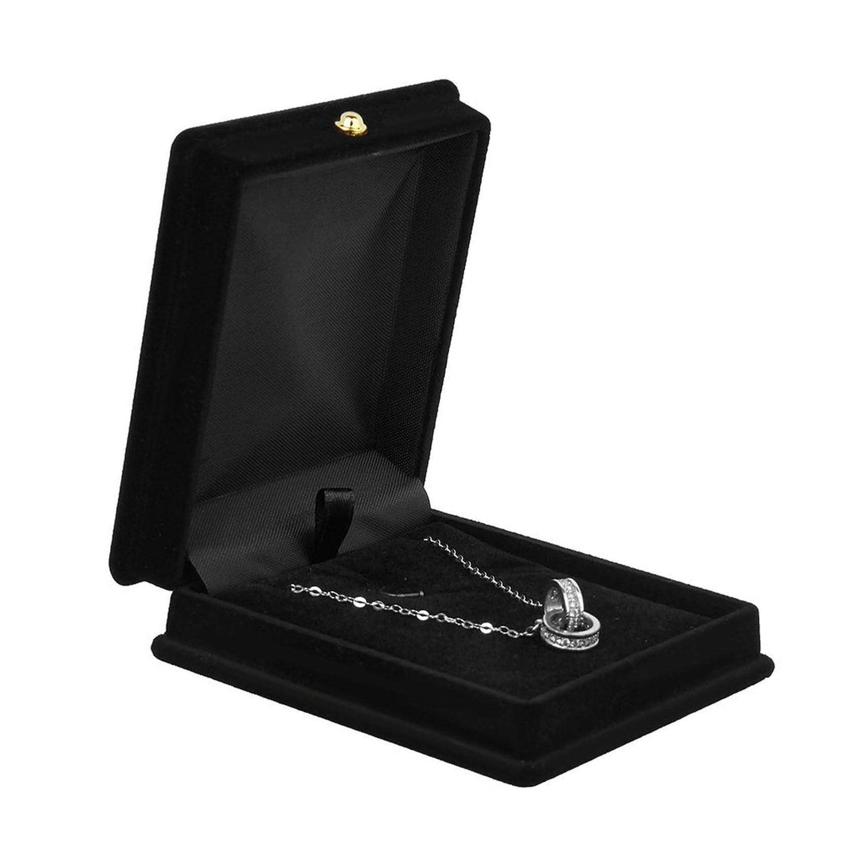20 x Caja de Almacenamiento de Exhibición de Joyería de Cadena de Collar de Terciopelo Estuche de Regalo Soporte del Organizador - Negro