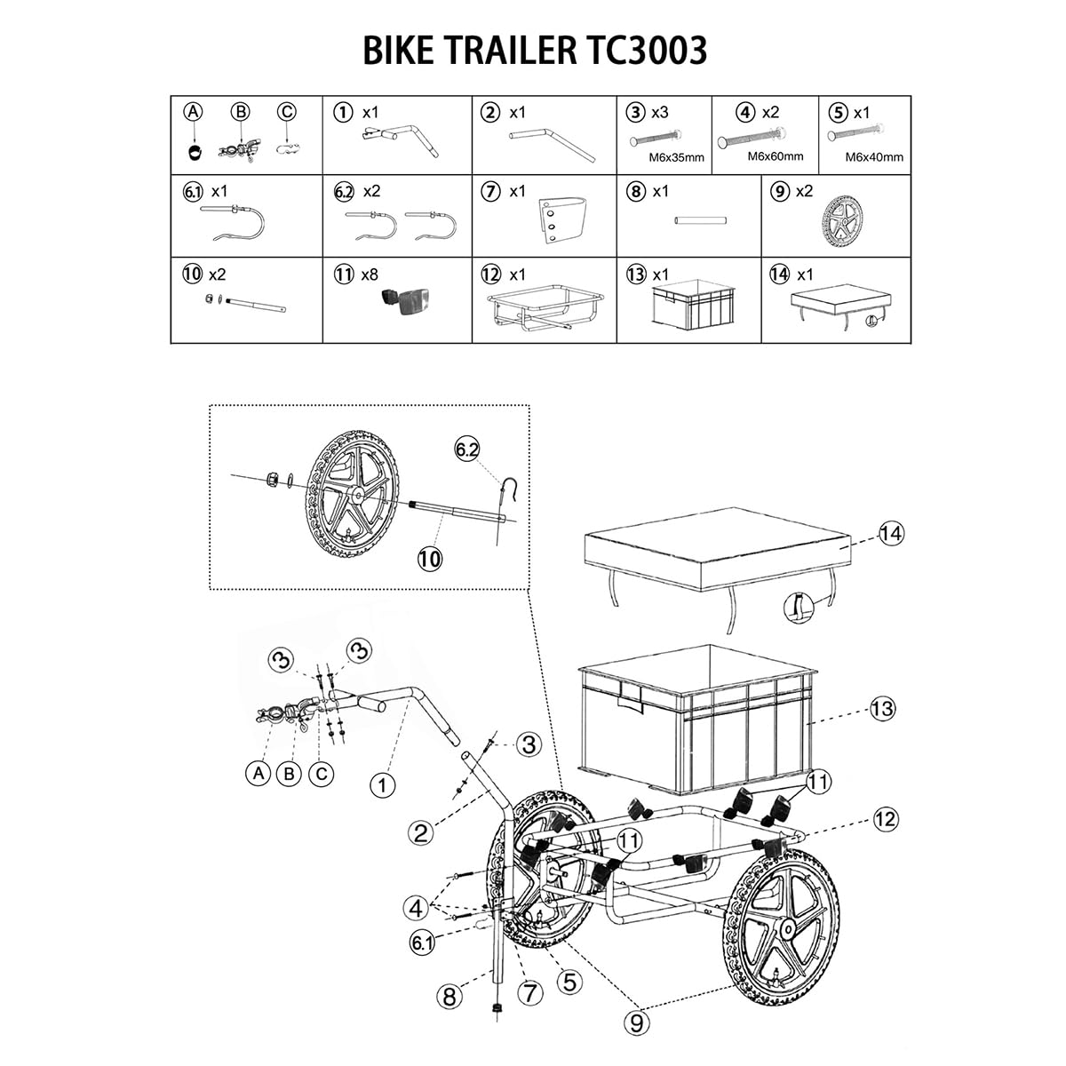 Fahrradanhänger, Kinderfahrrad-Lastenwagen Mit Anhängerkupplung, Faltbarer Handwagen, Mit Transportbox Mit 110 Lb Kapazität, Für Outdoor-Camping Reisen Umzüge Und Einkäufe(Color:Blue)