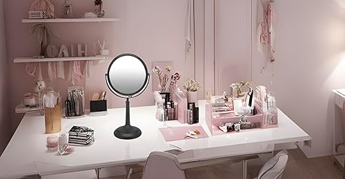 Miniatura 2 de Indecor Home H Halston Espejo de tocador de maquillaje de acero inoxidable 1X3X aumento redondo 360 giratorio para escritorio, dormitorio, baño