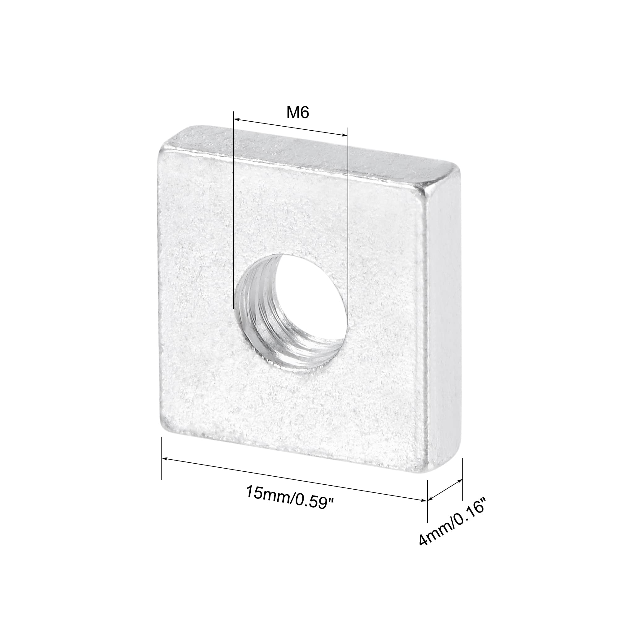 QUARKZMAN Dadi Quadrati, M6x15mmx4mm Zincato Kit di Assortimento di Filettature Metriche Grossolane, 25 Pz