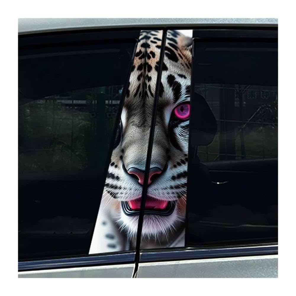 Decorative Items 2PCS Animal Tiger Fox Lion Car Center Pillar Sticker B Pillar Protective Film Decoration(H)