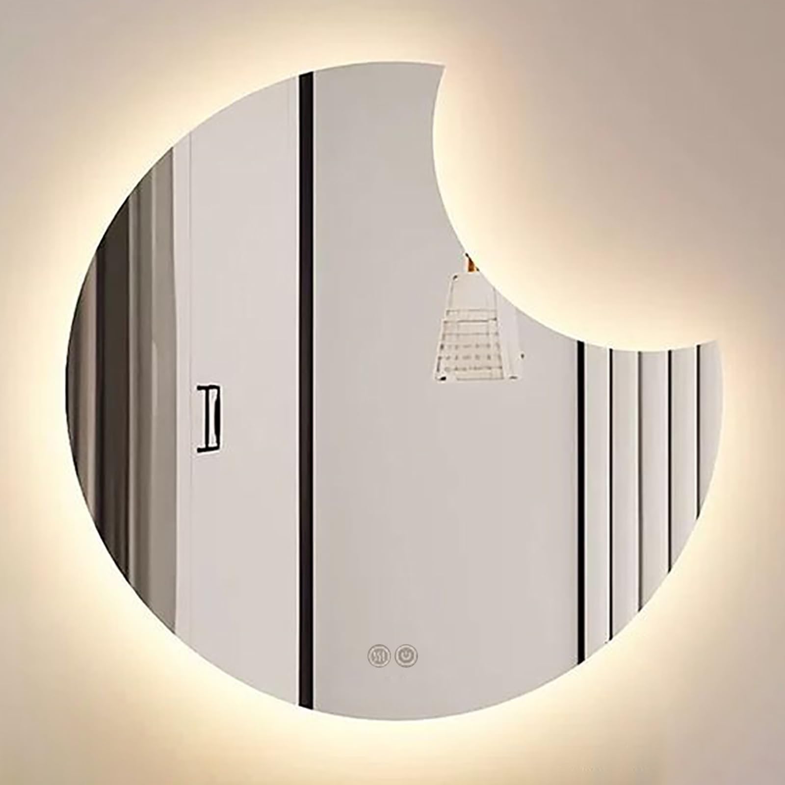 Miroir de salle de bain rétroéclairé LED rond 63x63 cm tactile intelligent et étanche IP44