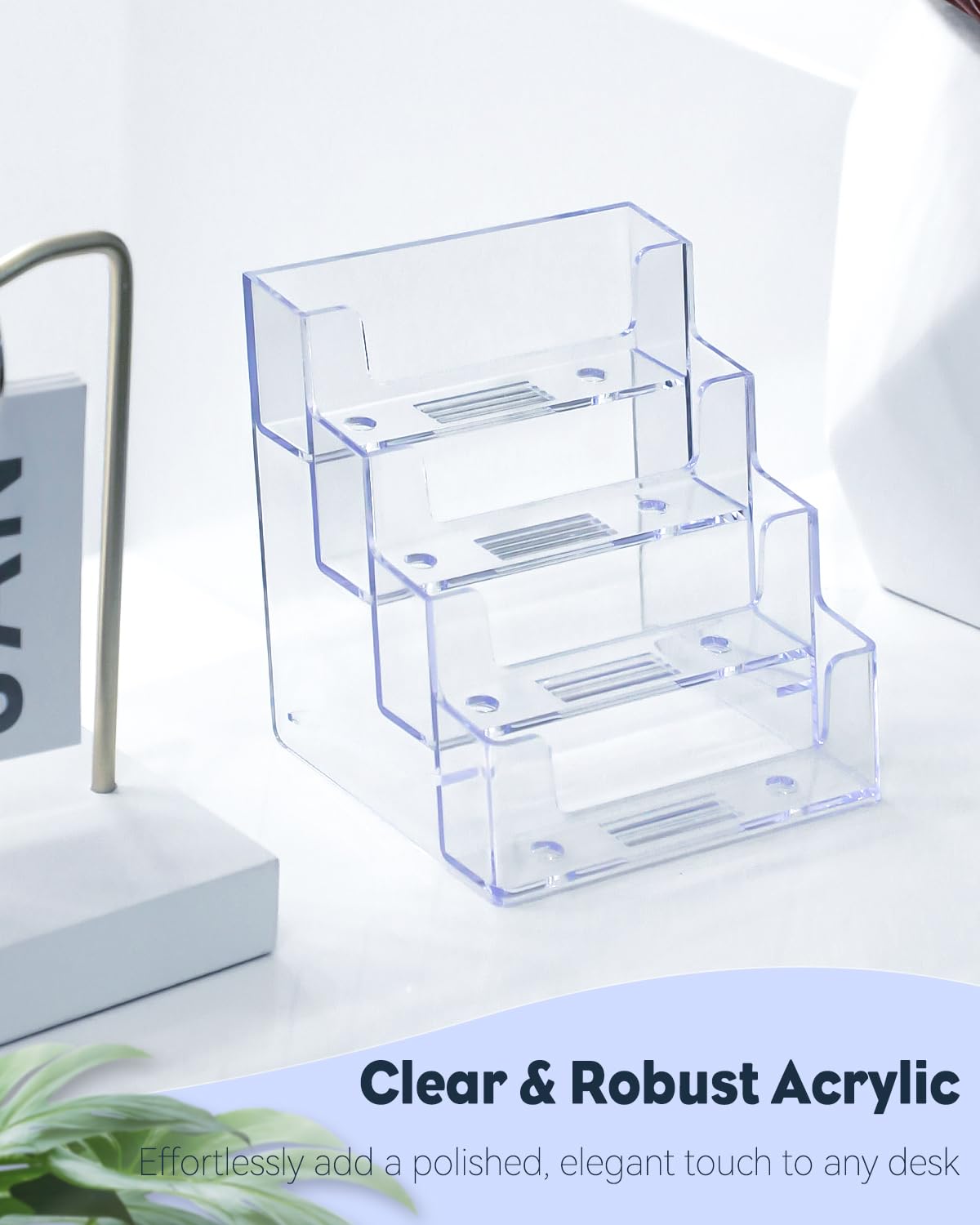 Uniclife 2 Pack Acrylic Business Card Holder for Desk 4 Slots Clear Business Card Display Stand for Men & Women Desktop Business Card Organizer Card Stand for Office Home Exhibition 240 Card Capacity - Image 3