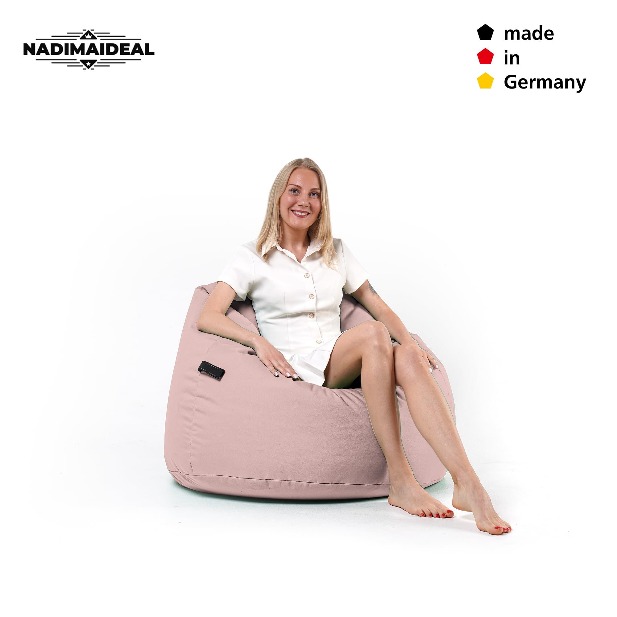 Sitzsack Tropfenform Kastanie | Bodenkissen für Kinder & Erwachsene | Indoor & Outdoor | Gaming Sitzsack - Sitzkissen - Beanbag | Füllung EPS Perlen (Puderrosa, XL-Durchmesser 77 cm)