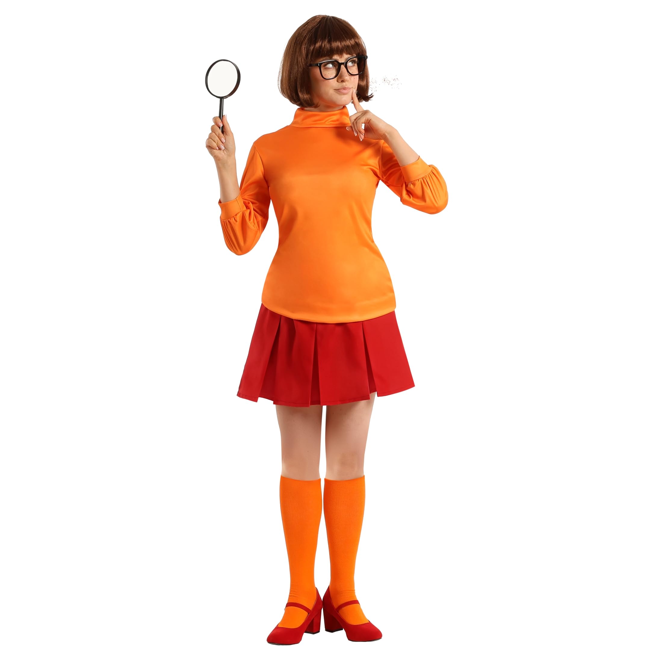 Morph Orange Women's Mystery Solving Detective Costume With Wig 70s Cartoon Character Costumes For Women Detective With Wig L