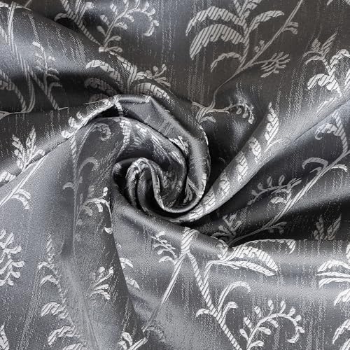 Image of STITCHNEST Fern Leaf Jacquard Door Curtain - Grey, 7 Feet, Grommet Top - Pack of 1 Stylish Curtain for Bedroom & Living Room