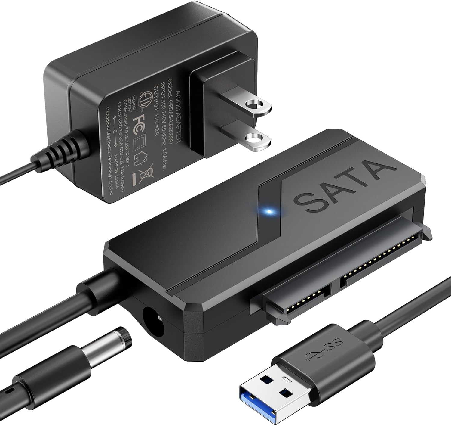 3.5 Hard Drive Enclosure Bundle SATA to USB Adapter with Power with 12V 24W Adapter External Hard Drive Cable