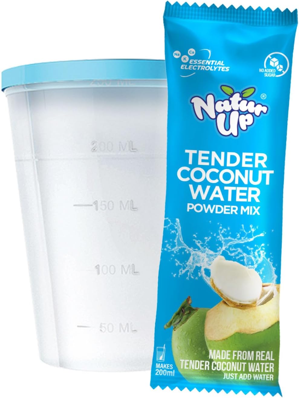 NaturUp Tender Coconut Water Powder Mix, 60 Sachets (720g) | Instant Nariyal Pani with No Added Sugar, Flavours or Preservatives | Electrolytes for Hydration & Energy | For Glowing Skin & Refreshment