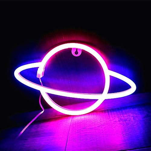 Miniatura 5 de QFFL Paneles de luz LED inteligentes Planet Neon Signs Wall LED Neon Sign para Dormitorio Habitación Niños Hotel Tienda Restaurante Juego Oficina