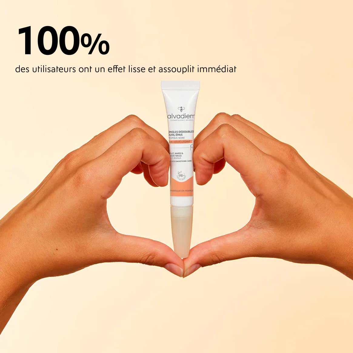 Alvadiem | Soin Ongles Kérato-Lissant Ongles Durs, Épais, Abîmés | Affine, Lisse et Restructure | Propolis Noire et AHA Libération Prolongée | Fabriqué en France, Testé Dermatologiquement | 10 ml