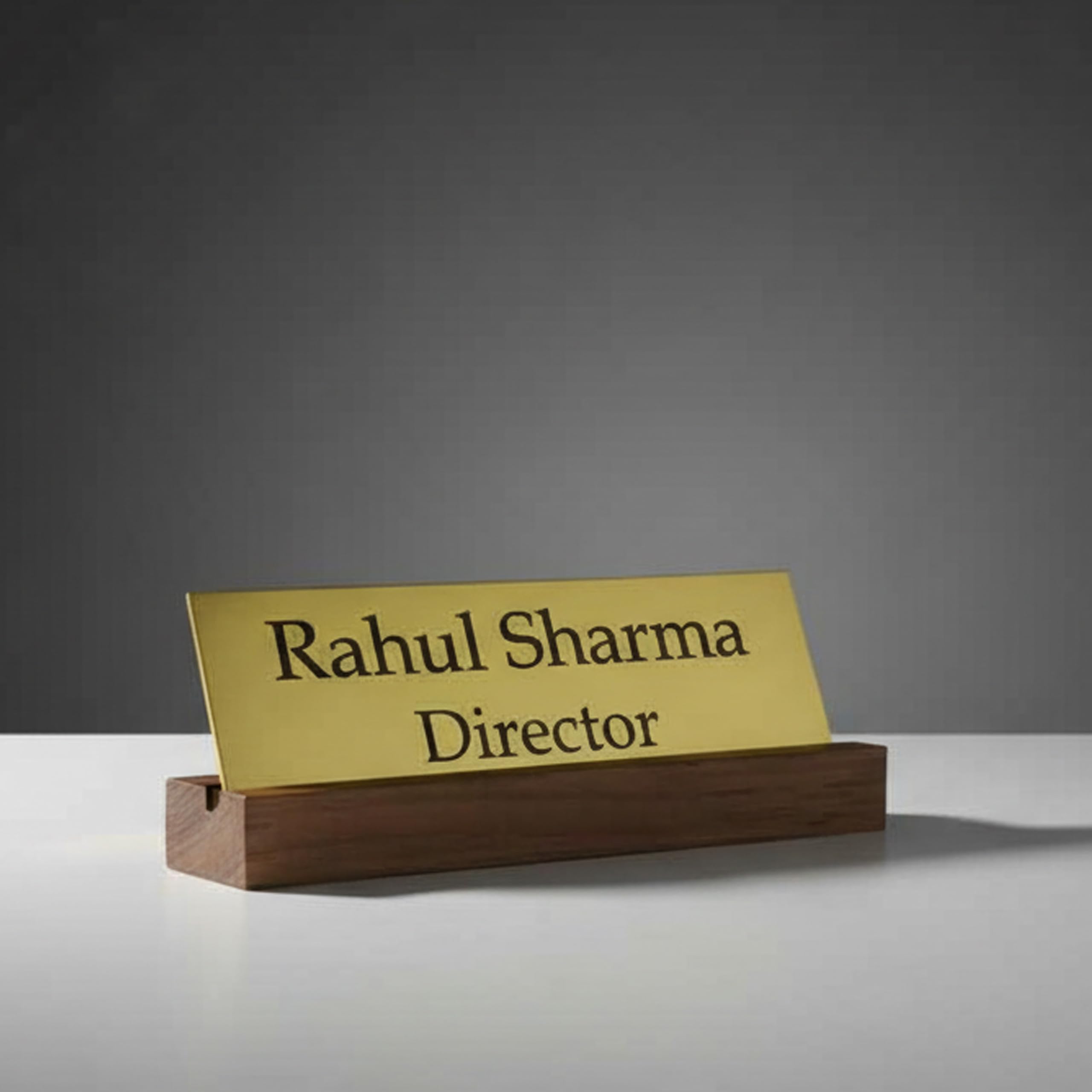 Customized Desk Name Plate with Wooden Base | Personalized Office Table Name Plate | Black Acrylic (Model 1) — Amazon image 6