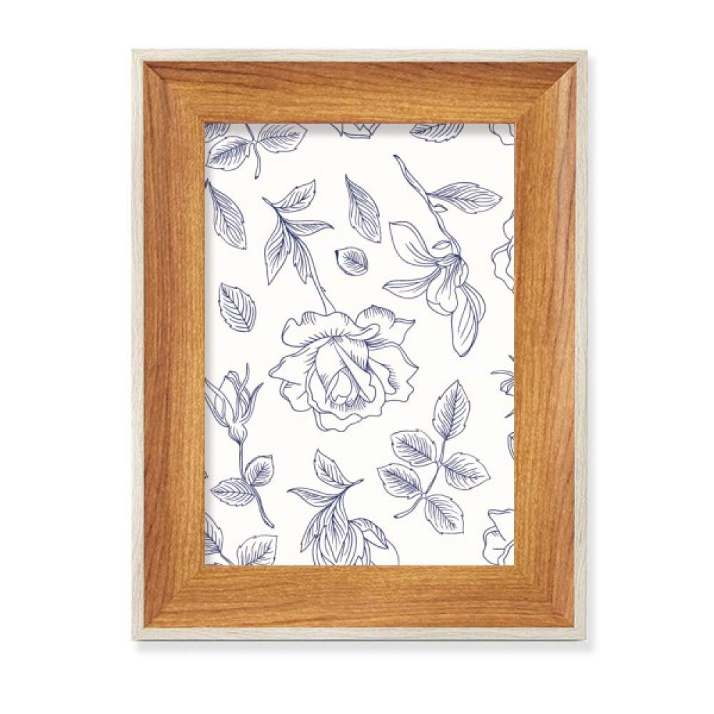 Cadre de photo en bois pour affichage de bureau avec peinture de fleur rose faite à la main