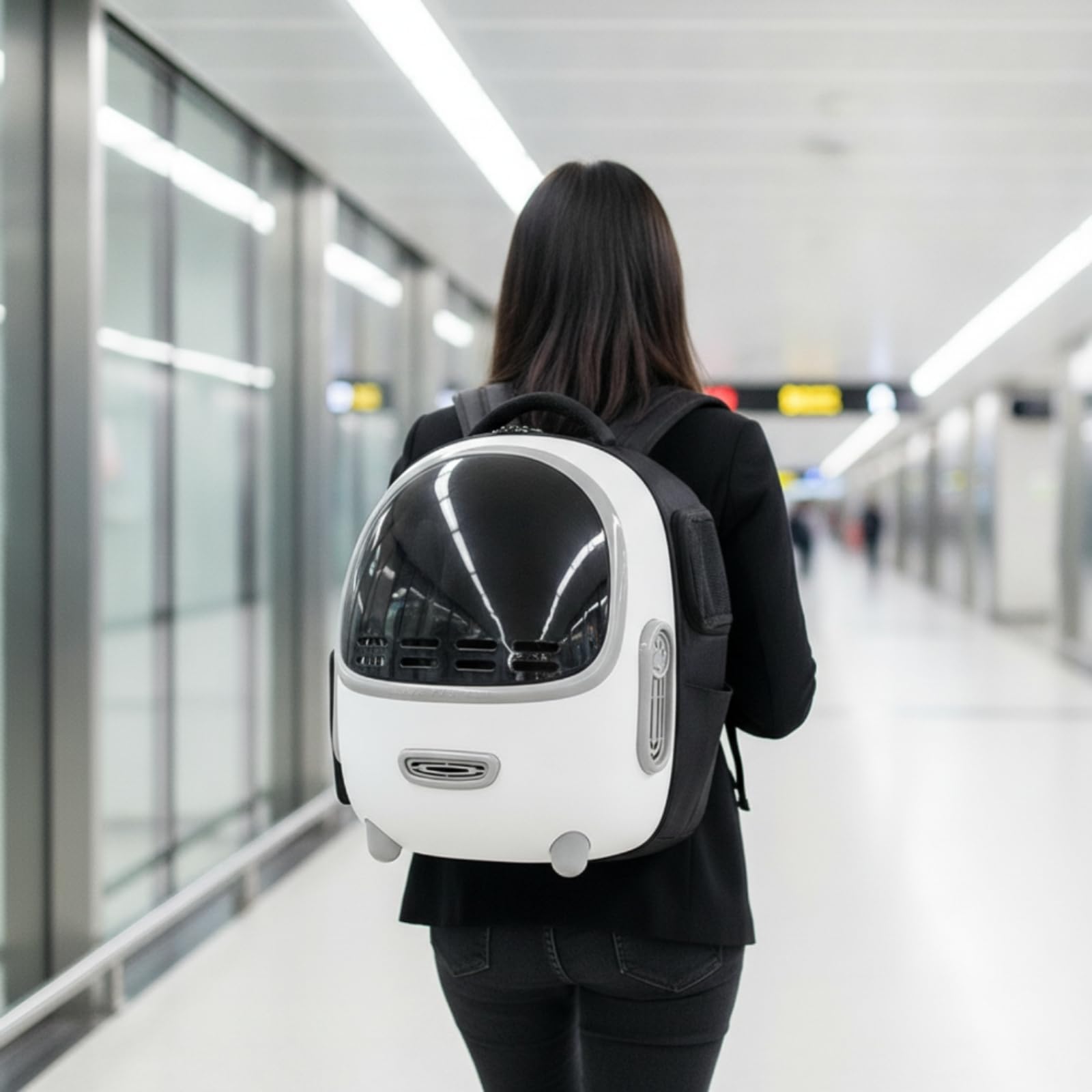 Zaino Trasportino per Animali Domestici Borsa Cestino Cuccia a Cupola Trasparente Struttura Solida con E Imbottitura in Spugna Adatto a Viaggi Brevi, Rosa