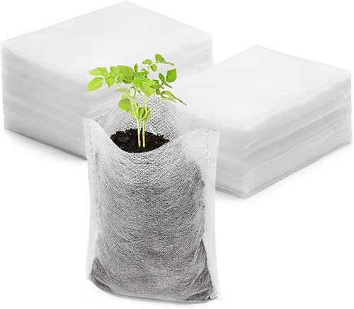 Miniatura 7 de ENPOINT 100 bolsas grandes, de 8 x 10 pulgadas, bolsa de cultivo de plántulas de tela no tejida, bolsas de semillas para plantar clones de corte de