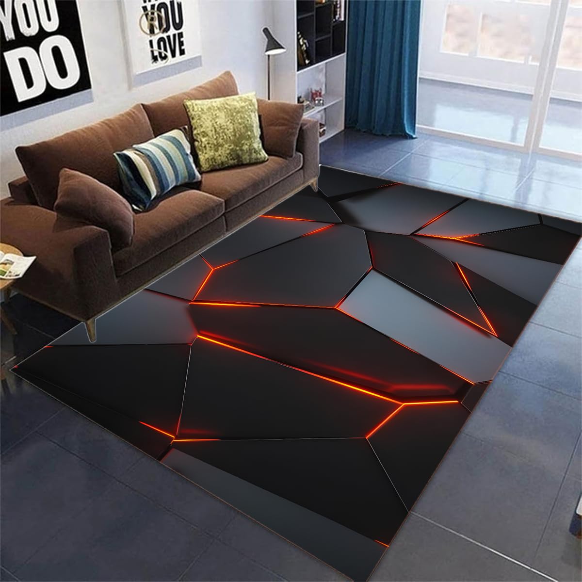Tappeto Camera Da Letto Ragazzo Bambini, Decorative Accessori Stanza Gaming, Antiscivolo, Tappeto Zone Game 3D, Adatto Per Scrivania E Sedia Da Gaming (Green,160x230cm)