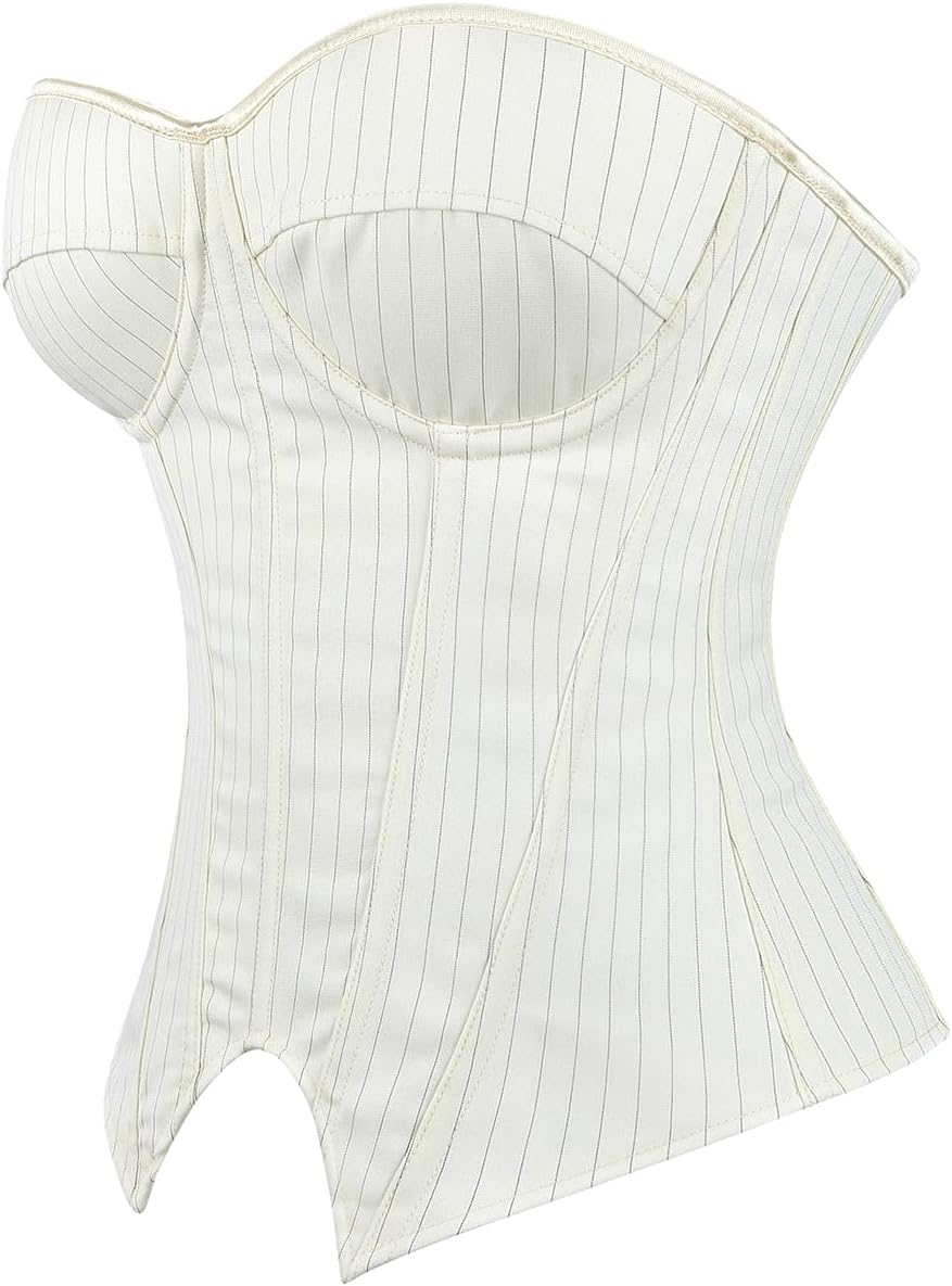 SHYMMUO Women Black Corset Top Elegant Strapless Bustier Tops Lace Up Sexy Office Lady Cosplay Costume Secretary Outfit - Image 2