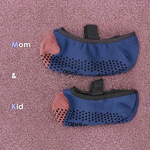 Non Skid Grip Cotton Socks for Kids, Perfect for Daily wear, Yoga, Dance, Barre, Ballet (US, Age, 4 Years, 7 Years, Pink Kid and Mom M Set (2 Pairs))2