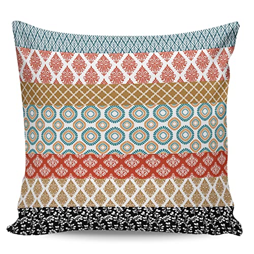 Fantasy Staring Bohemian Throw Pillow Covers Geometric Stripe Turquoise Orange Soft Short Plush Pillow Case For Couch/Sofa/Bedroom/Car 24" X 24" #TOP7