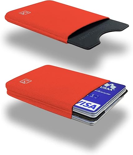 Miniatura 2 de Modern Carry Cartera delgada para tarjetas de crédito ultrafina, Naranja neón con 2 ranuras para tarjetas, Cartera de tarjeta de crédito
