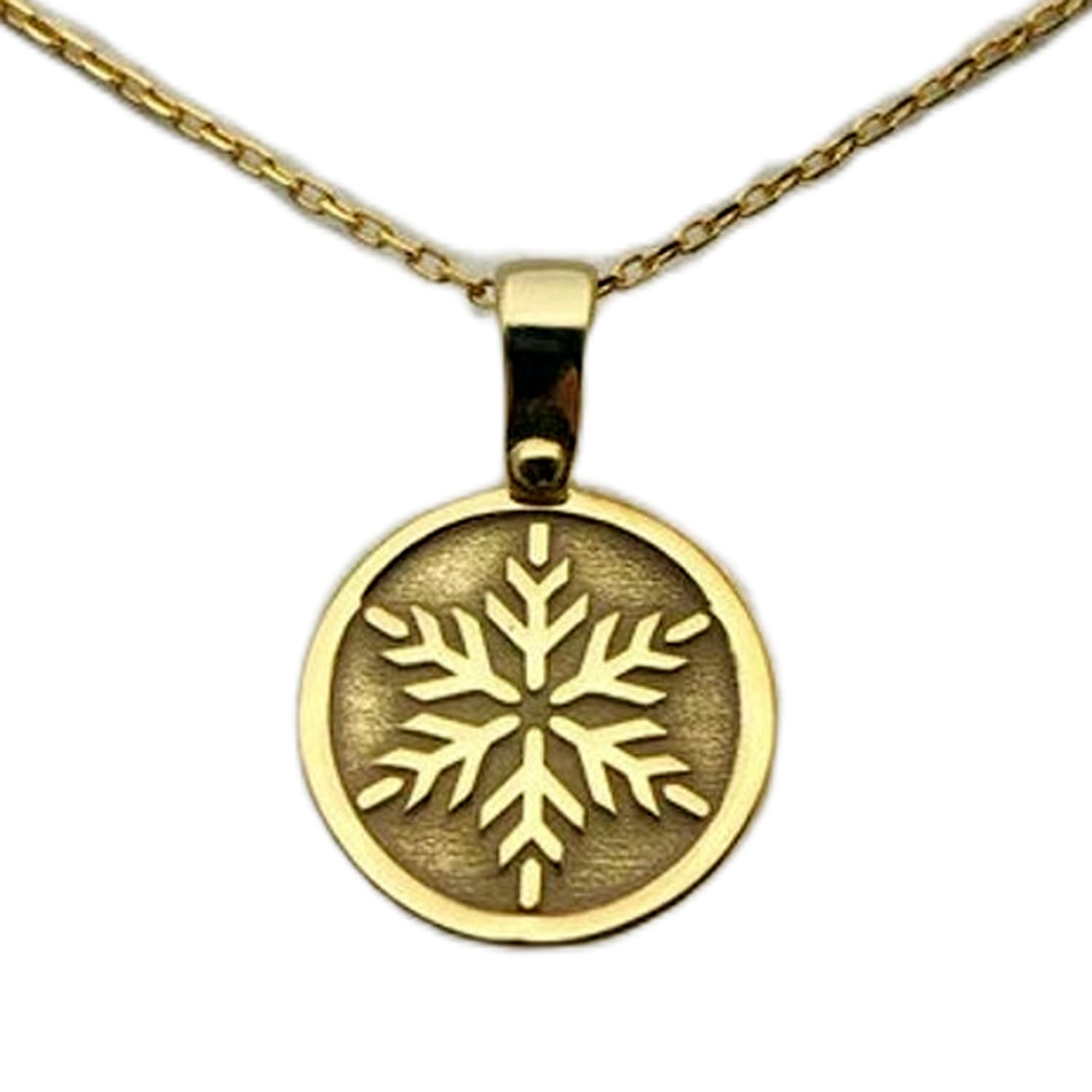 Collier pendentif pièce gravée flocon de neige LKBEADS, le cadeau idéal