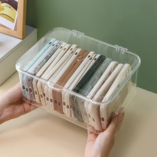 Miniatura 4 de Zerodeko Caja organizadora de plástico para teléfono, caja de contenedores para organizar peines para el cabello, aerosoles, suministros de uñas,