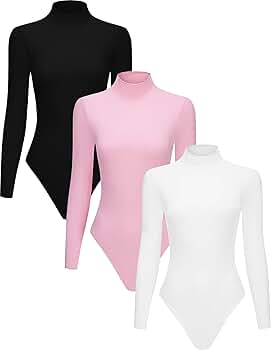 Amazon.com: Chongbaijia 3 Piece Women's Mock Turtle Neck