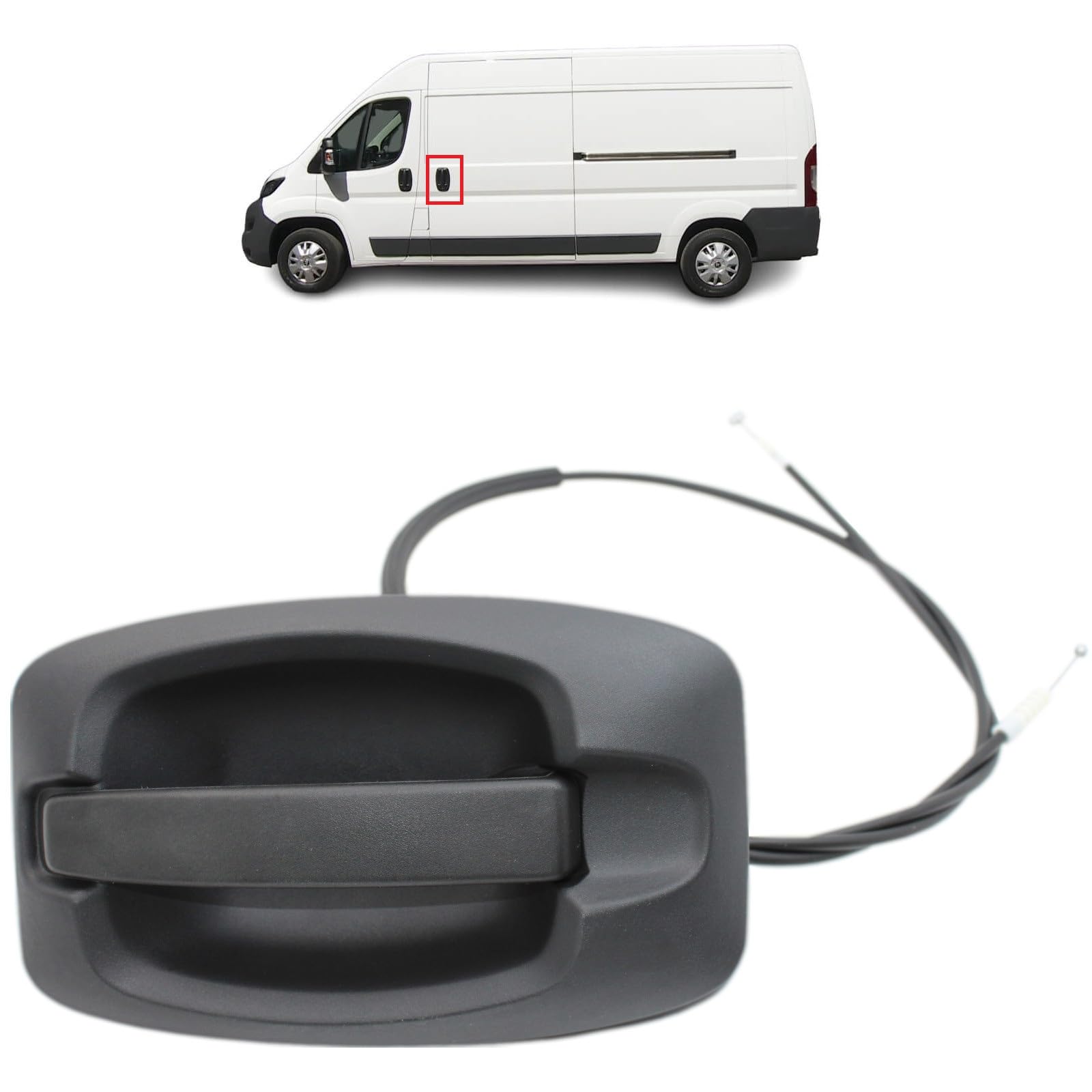 BIAREN Side Sliding Door Handle with Cable Left or Right for Peugeot Boxer Citroen Relay Jumper Fiat Ducato (2006 Onwards) 9101CV 1616303080 735631202 9117G2
