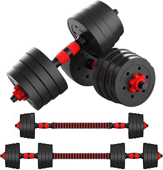 Adjustable Dumbbells Weight Set to 66Lbs, Free Weight Dumbbell with Connecting Rod Used As Barbell, for Men and Women Home Gym Work Out Training Fitness Equipment All-Purpose