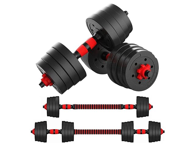 Adjustable Dumbbells Weight Set to 66Lbs Free Weight Dumbbell with Connecting Rod Used As Barbell for Men and