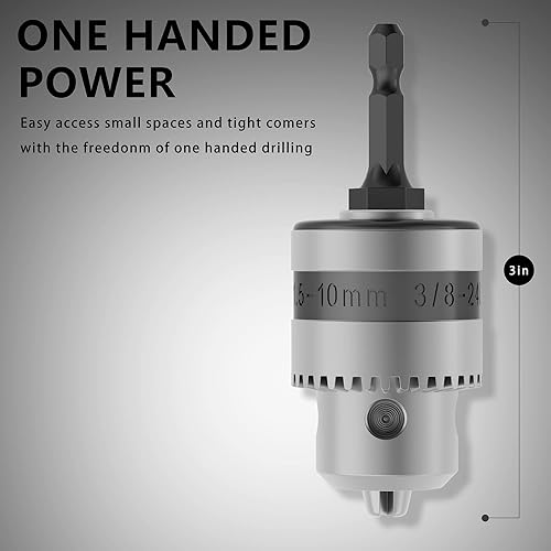 Miniatura 5 de Renekton Portabrocas de 38" con accionamiento hexagonal de cambio rápido de 14", convierte martillo y llave de impacto para taladrar