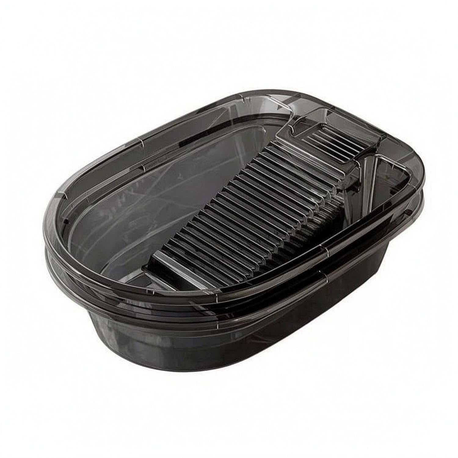 Thickened Laundry Basin Ribbed Washboard Basin Transparent Hand Wash Tub Oval-Rectangular for Household Use, Black, L 2 PACK-image-28