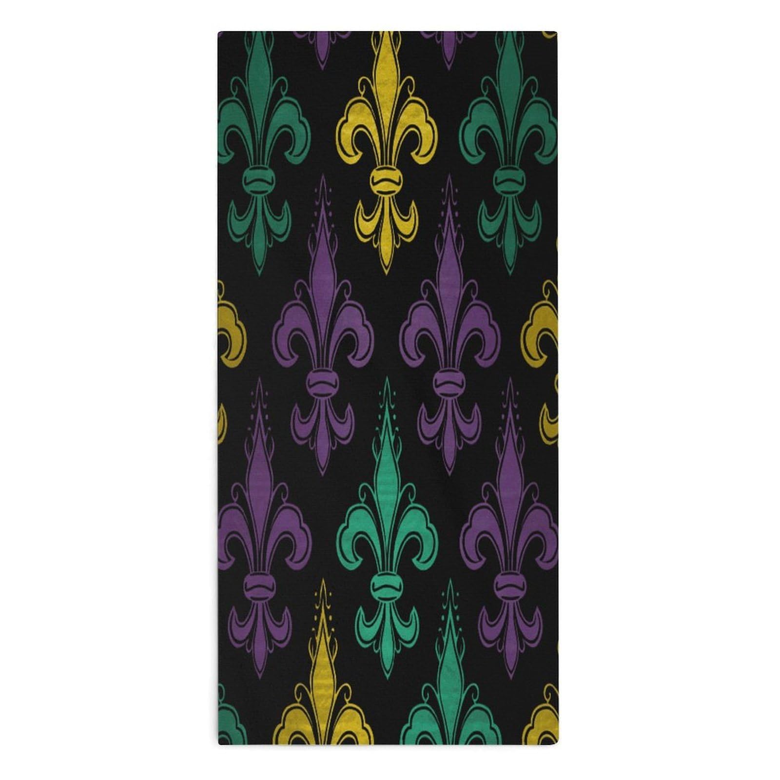 Btcowzrv Style 3D Fleur De Lis Mardi Gras Bath Towel Beach Towels Shower Towel