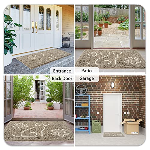 Ompaa Indoor Muddy Door Mats For Dirty Dogs Paws And Mud Shoes, 32X20 Camel, Funny Inside Welcome Absorbent Chenille Doormat For Home Front Back Door Entryway Rug, Non Slip Washable Low-Profile #TOP6