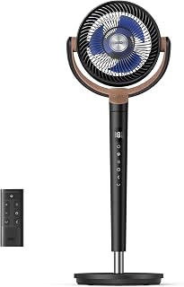 DREO TurboPoly Quiet Pedestal Fan: 120°+120° Omni-Oscillation, 90ft Reach, 20dB DC Motor, 8 Speeds, Remote Control, Bedroom Circulator