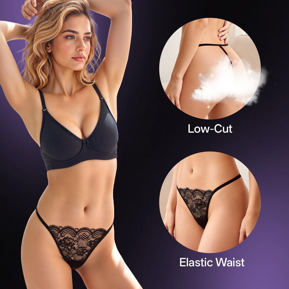 Seamless Thongs for Women, Sexy No Show G-string Thong Uderwear, Stretchy Low Rise Ladies Panties 5 Pack - Image 4