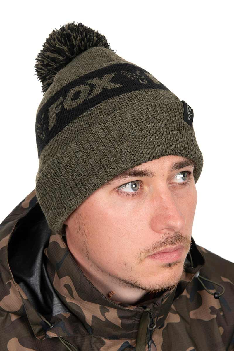 Fox Collection Bobble Hat Green & Black CHH022