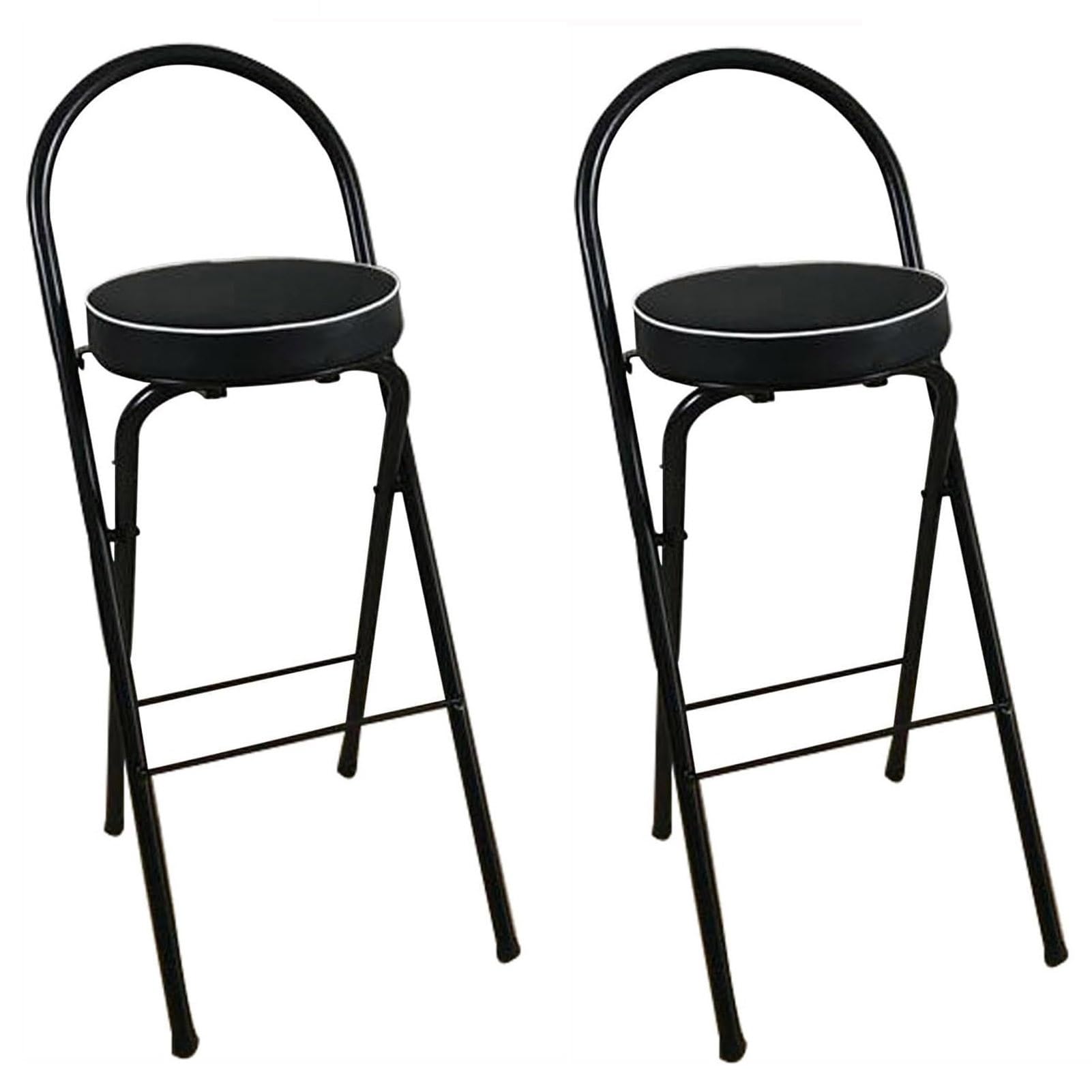 Tabouret de bar pliable chaise de comptoir ronde portable assise dossier