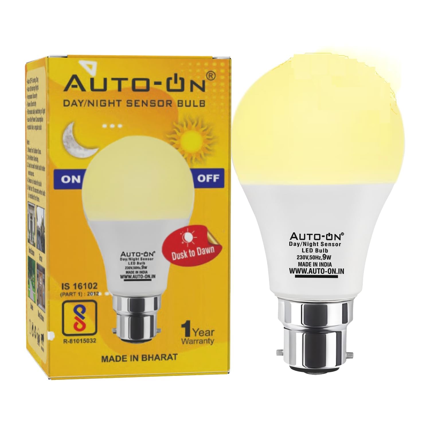 Auto-ON Day/Night Sensor 9W Smart LED Bulb(Yellow Light), Soft White, Built-in Dusk to Dawn Sensing, 6th Gen Chip Technology, B22 Base, with Surge Protector. Pack Of 1(One Year Warranty)-image-32