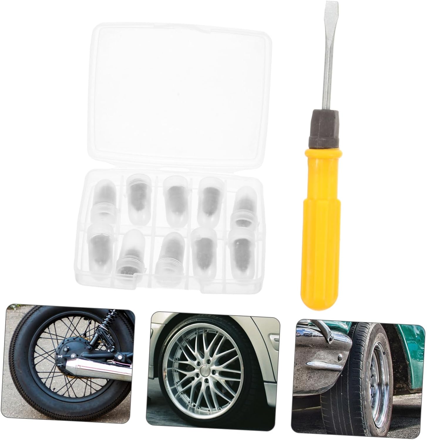 Cabilock 1 Set Tire Repair Nails Plug Sealant Tire Repair Kit Tire Patch Kit Black Car Tires Car Tire Repair Motorcycle Tool Kit Tire Repairing Screw Repairing Screw Nail for Tire Rubber