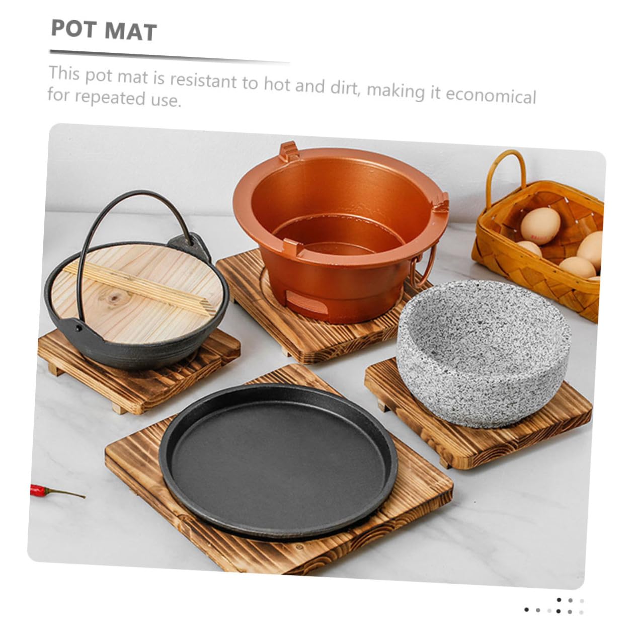 DOITOOL Tapete Aislante de Calor de Madera Resistente y Antideslizante para Ollas y Cazuelas, Suministro Práctico para Cocina Fácil de Limpiar