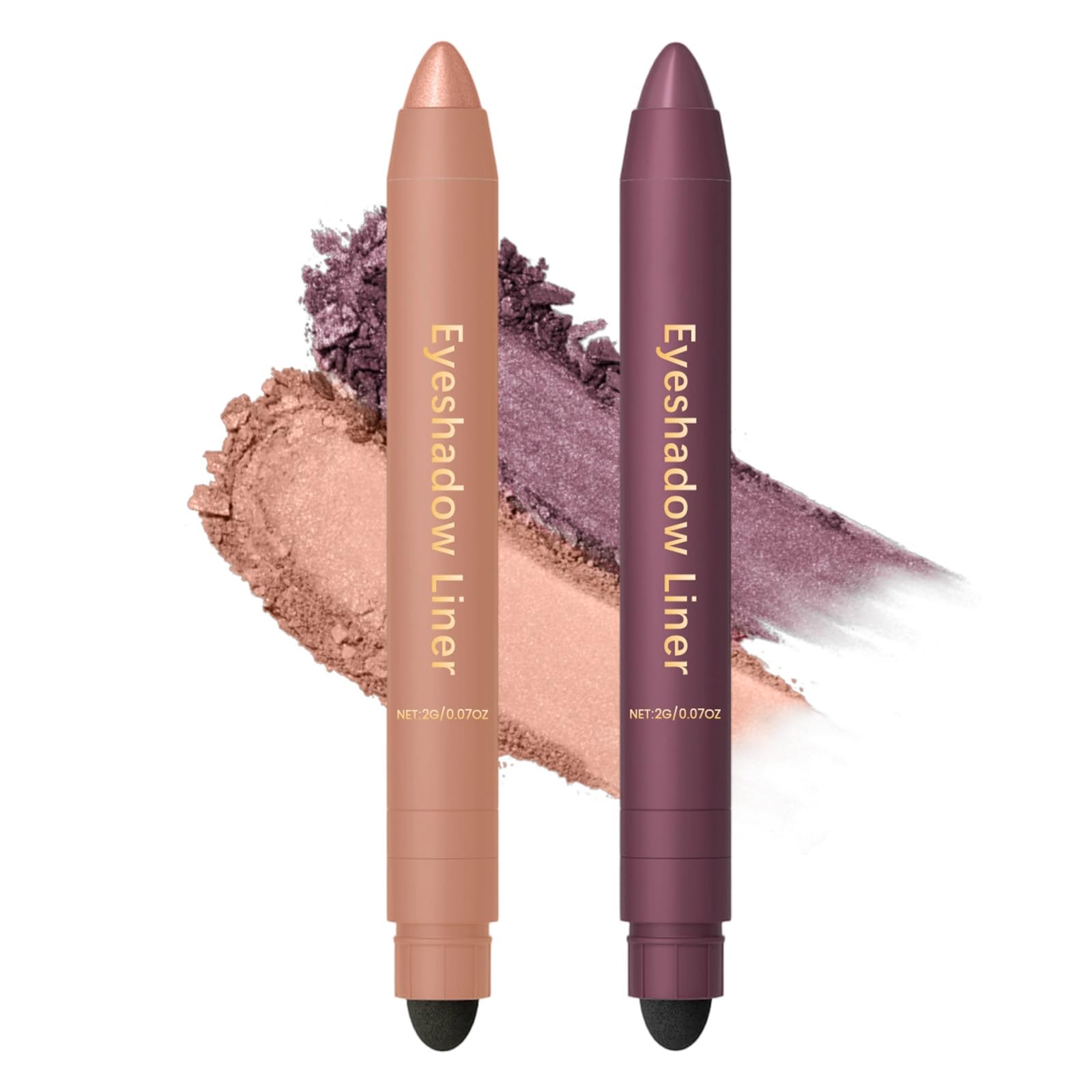 Shadow Liner 2-in-1 Eyeliner Eyeshadow, Shadow Liner Duo Plum, 2-in-1 Eye Makeup Eyeliner + Eyeshadow Waterproof, Smooth and Easy to Color (Champagne+Purple)