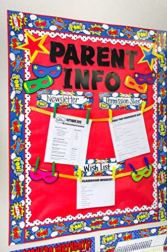 Teacher Created Resources Superhero Straight Rolled Border Trim - 50ft - Decorate Bulletin Boards, Walls, Desks, Windows, Doors, Lockers, Schools, Classrooms, Homeschool & Offices