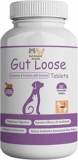 Gut Loose chewable Tablets | Sol Animal Health | Gut Health Tablets for Dogs and Cats | Improves Digestion | Prebiotics + Probiotics| for All Ages Breed Dogs & Cats | Pack of 30 Tablets