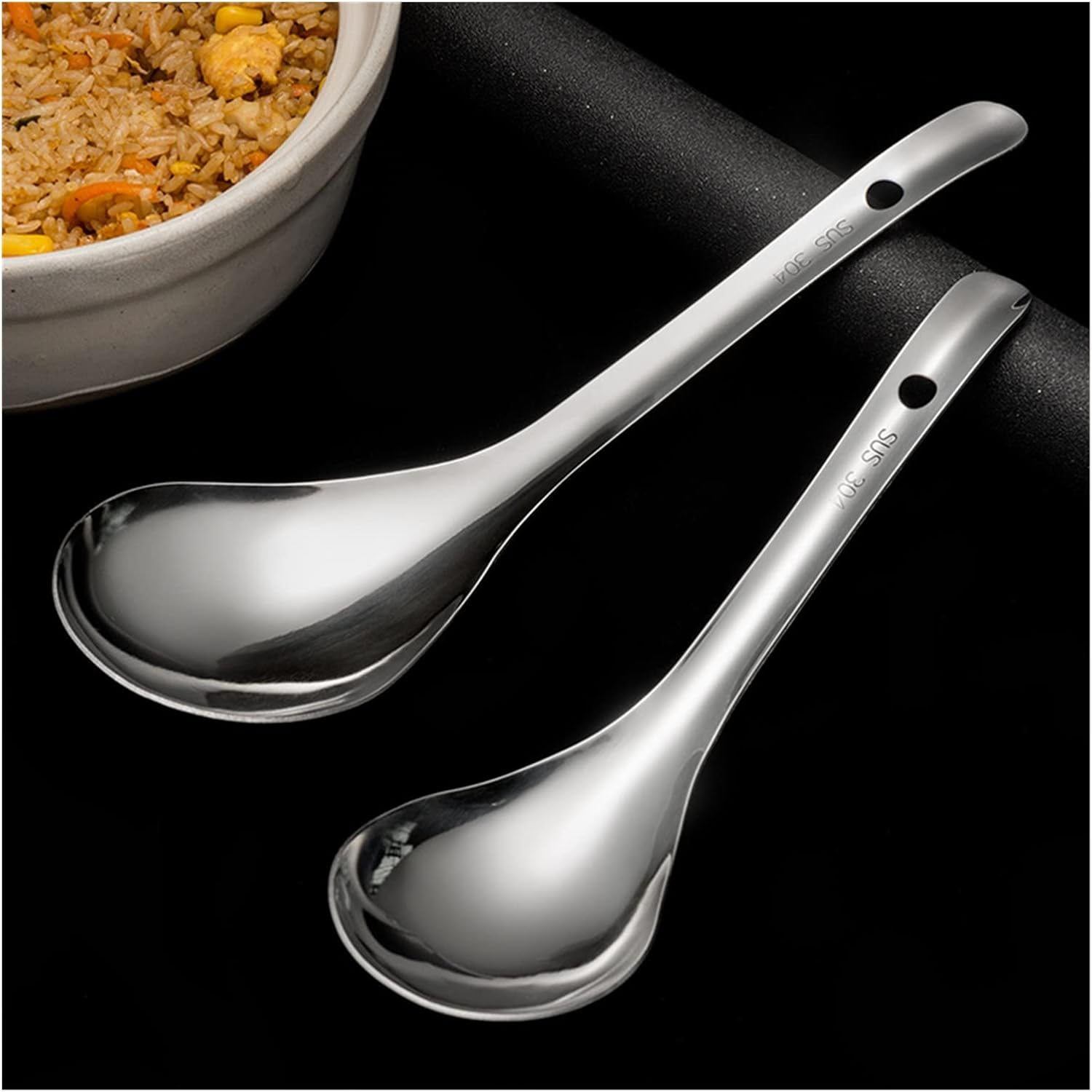 Ladles Large Cooking Utensils Ramen Soup Ladle Rice Serving Spoon Stainless Steel Tablespoons Long Handle Tableware New Kitchen Soup Spoon Spoon，L