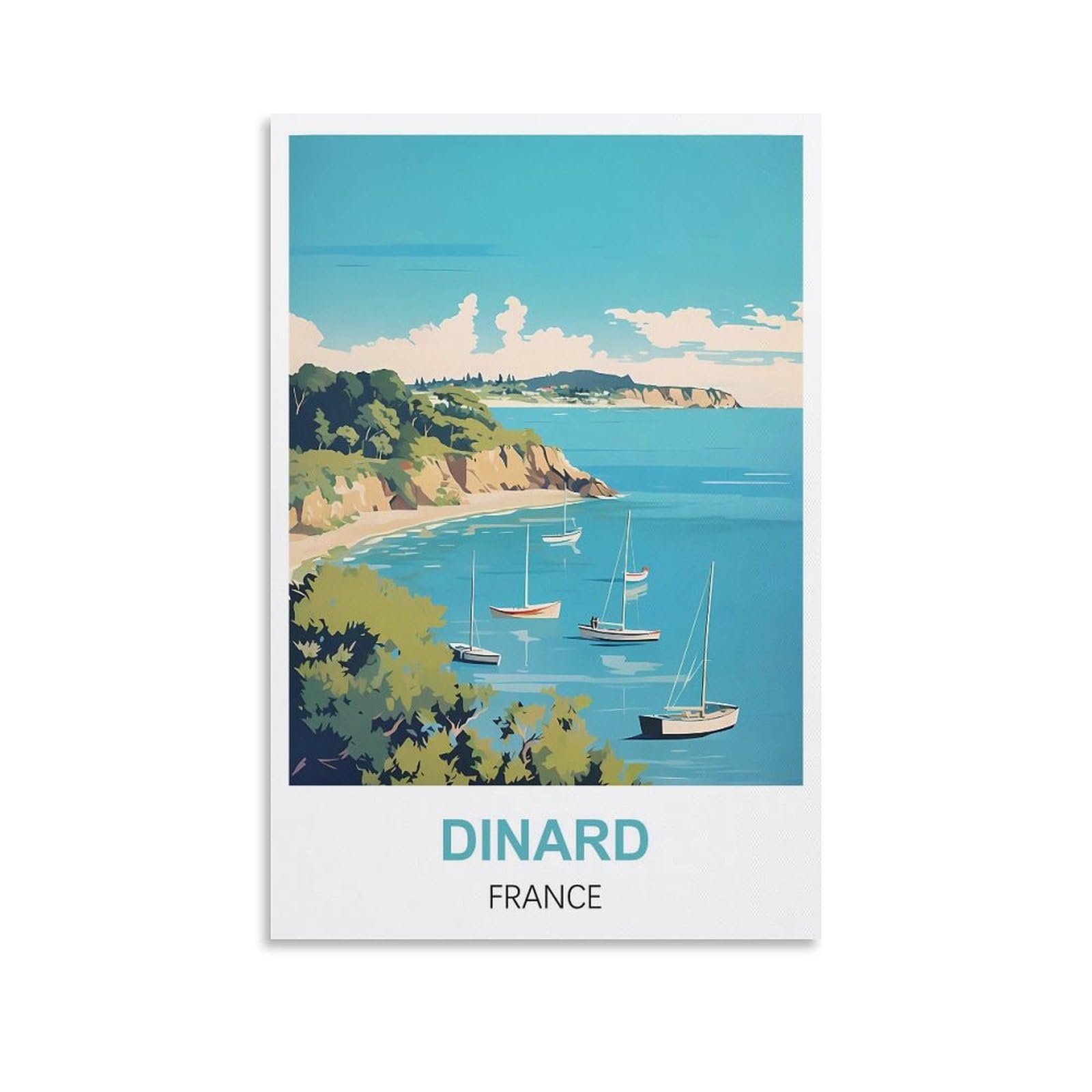 Hnrojico Unframe-Style Vintage Travel Poster Dinard France 08X12inch(20X30cm) Canvas Wall Art Poster Prints
