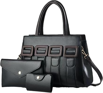 Large Capacity Designer Handbag Set for Women with Stylish Square Buckle with Built in Wallet