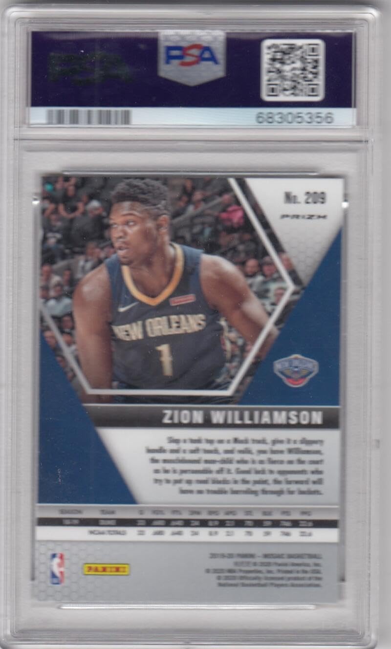 Basketball Trading Card 2019-20 Panini Mosaic Gold Wave #209 Zion Williamson PSA 8 NM-MT RC Rookie Pelicans